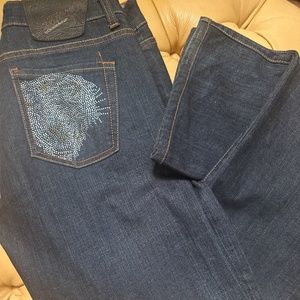 Vintage Authentic Ed Hardy Jeans with Blue & Silver Crystals on Back  Pockets
